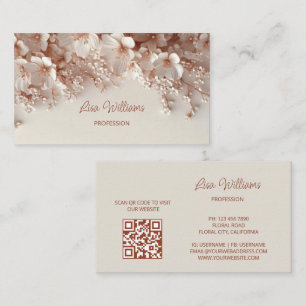Witte Blush 3D Bloemen Visitekaartje