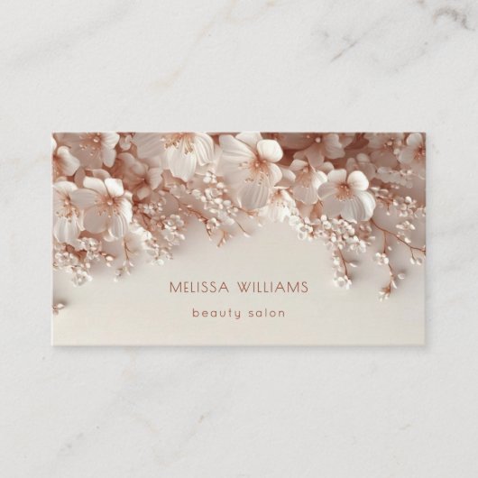 Witte Blush 3D Bloemen Visitekaartje (Voorkant)