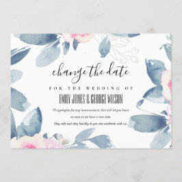 WITTE BLUSH BLAUWE FLORAL WEDDING VERANDERT DE DAT KAART