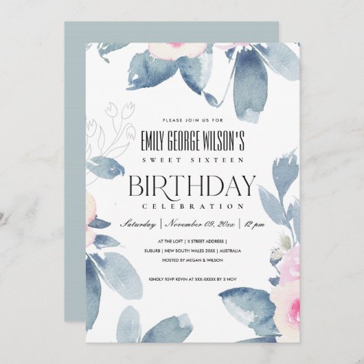 WITTE BLUSH BLAUWE VLOEISTOFFER 16 ALLE LEEFTIJD B KAART (Voorkant / Achterkant)