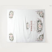 Witte Blush Bloem Roze Gouden Bruidsdouche Requisi Wandkleed (Voorkant (horizontaal))