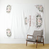 Witte Blush Bloem Roze Gouden Bruiloftsfeest Prop Wandkleed (In Situ (horizontaal))