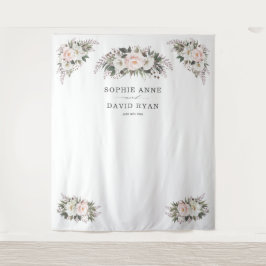 Witte Blush Bloem Roze Gouden Huwelijksfotoprop  Wandkleed