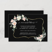 Witte Blush Bloemen Gouden Huwelijksaccommodaties Informatiekaartje (Voorkant / Achterkant)