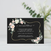 Witte Blush Bloemen Gouden Huwelijksaccommodaties Informatiekaartje (Staand voorkant)