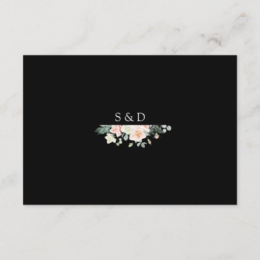 Witte Blush Bloemen Gouden Huwelijksaccommodaties Informatiekaartje (Achterkant)