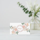 Witte Blush Bloemen Logo Initialen Visitekaartje (Staand voorkant)