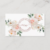 Witte Blush Bloemen Logo Initialen Visitekaartje (Voorkant)