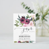 WITTE BLUSH BURGUNDY FLORAL BUNCH BEWAREN DE DATUM AANKONDIGINGSKAART (Staand voorkant)