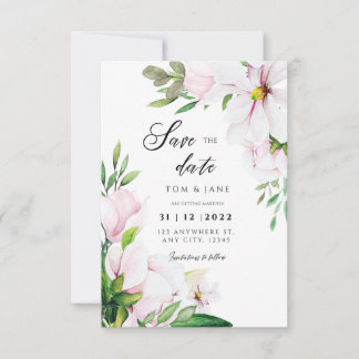 Witte Blush Groene Magnolia Stijl Bloem RSVP Kaartje