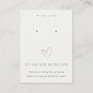 WITTE BLUSH HART BEST MOM GIFT EARRING DISPLAY PLAATSKAARTJE