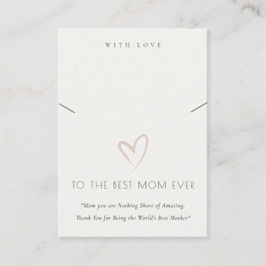 WITTE BLUSH HEART BEST MOM GIFT-KETTING DISPLAY PLAATSKAARTJE (Voorkant)