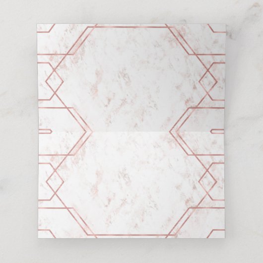 Witte & Blush Marmer en Roos Gouden Tafelzitting Plaatskaartje (Binnenkant ongevouwen)