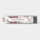 WITTE BLUSH PINK BURGUNDY PROTEA FLORAL WATERVERF BUREAU NAAMBORDJE (Voorkant)