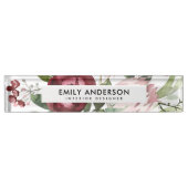 WITTE BLUSH PINK BURGUNDY PROTEA FLORAL WATERVERF NAAMBORDJE (Voorkant)