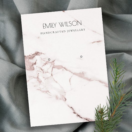 WITTE BLUSH PINK MARBLE TEXTURE EARRING DISPLAY VISITEKAARTJE