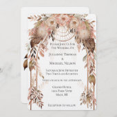 Witte Blush Roze Crème Boho Bloemen Trouwboog Kaart (Voorkant / Achterkant)