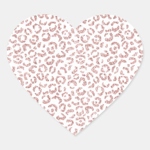 Witte Blush Roze Glam Glitter Luipaard Hart Sticker