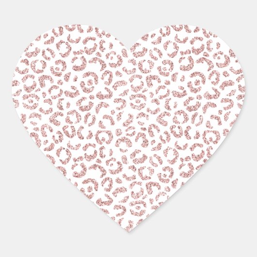 Witte Blush Roze Glam Glitter Luipaard Hart Sticker (Voorkant)