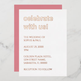 Witte Blush Roze Trouw Roze Goud Folie Uitnodiging