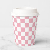 Witte Blush Roze Vierkant Patroon Papieren Bekers (Achterkant)
