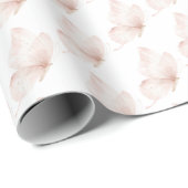 Witte Blush Roze Vlinders Verjaardag Cadeaupapier (Rol Hoek)