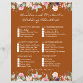 Witte Blush Rozen Terracotta Bruiloft Checklist (Voorkant)