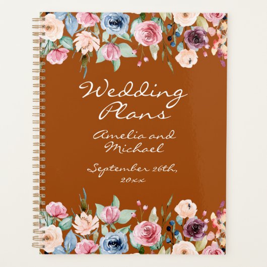 Witte Blush Rozen Terracotta Bruiloft Planner (Voorkant)