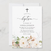  Witte Blush Waterverf Floral Girls Baptisme Kaart (Voorkant)