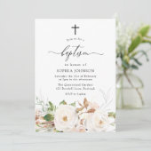  Witte Blush Waterverf Floral Girls Baptisme Kaart (Staand voorkant)