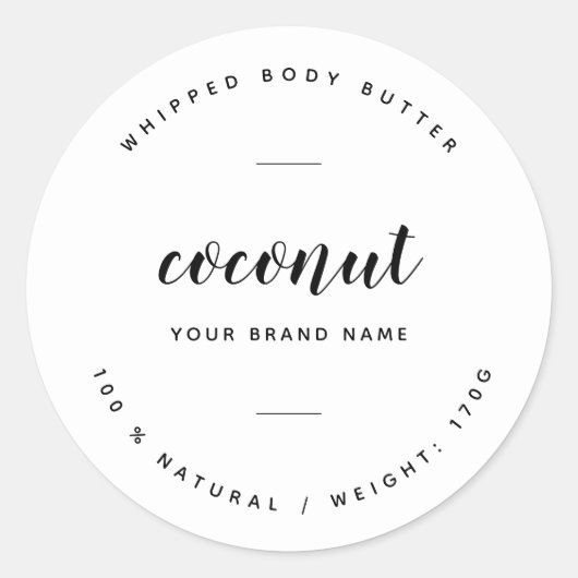 Witte body boter verpakking etiket (Voorkant)