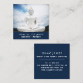 Witte boeddha-standbeeld, boeddhisme, boeddhist vierkante visitekaartje (Voorkant / Achterkant)