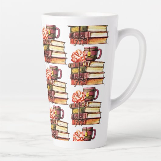 Witte boeken en thee latte mok (Rechts)