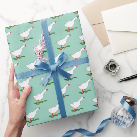 witte boerderijen gans cadeaupapier (Geschenken)