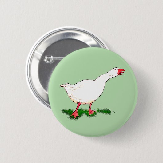 witte boerderijen gans ronde button 5,7 cm (Voorkant /achterkant)