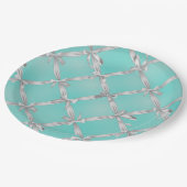 Witte bogen Turquoise Robin's Ei Blauw Bruiloftsfe Papieren Bordje (Gekanteld)