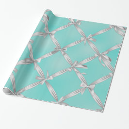 Witte Bogen Turquoise Robins Ei Blauwe Bruiloftspa Cadeaupapier