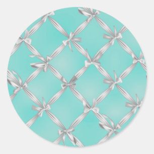 Witte bogen turquoise roodborstje ei blauwe bruilo ronde sticker