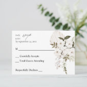 Witte Boho Bloem geen maaltijd RSVP (Staand voorkant)