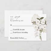 Witte Boho Bloem geen maaltijd RSVP (Voorkant / Achterkant)