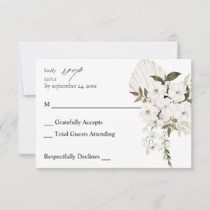 Witte Boho Bloem geen maaltijd RSVP Kaartje