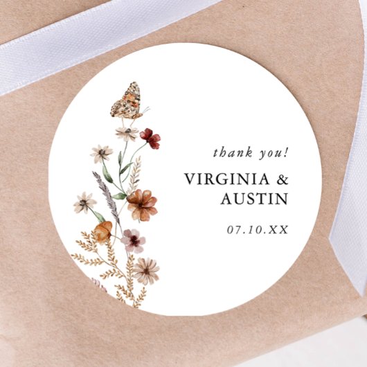 Witte Boho Bloem Klassieke Ronde Sticker