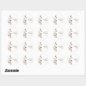 Witte Boho Bloem Klassieke Ronde Sticker (Vel)