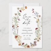 Witte Boho Bloemige Bewaar De Datum Save The Date (Voorkant)