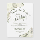Witte Boho Bloemige Save the Date Calligrafie Magn (Voorkant)