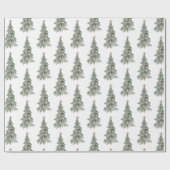 Witte Boho Blush Roze Groene Kerstboom Cadeaupapier (Vlak)
