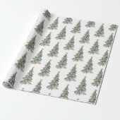 Witte Boho Blush Roze Groene Kerstboom Cadeaupapier (Uitgerold)