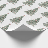 Witte Boho Blush Roze Groene Kerstboom Cadeaupapier (Hoek)