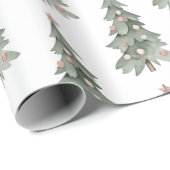 Witte Boho Blush Roze Groene Kerstboom Cadeaupapier (Rol Hoek)