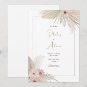 Witte Boho Botanische Bruiloft Kaart (Voorkant / Achterkant)